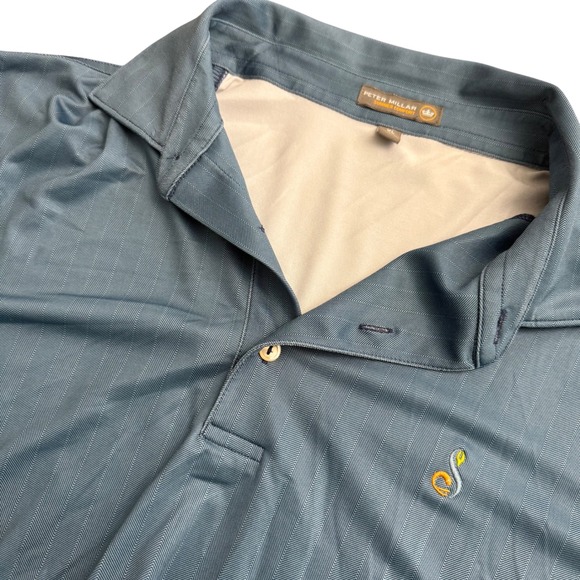 Peter Millar Other - Peter Millar Summer Comfort Mens XL‎ Blue Herringbone Golf Polo MF16EK25S